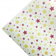 Бумага белая крафт в рулоне Звезды бордовые размер 70см*10м