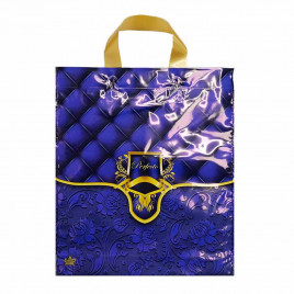 Пакет с петлевой ручкой Перфекто Глубина вензель синий 31*35см 95мкм 50шт