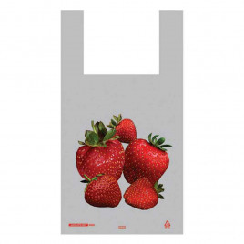 Пакеты майка ПВД Клубника 28*55см 40 мкм 50шт