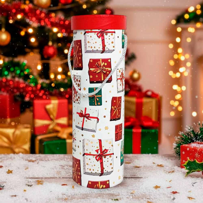 Коробка цилиндр Подарки в 2-х размерах