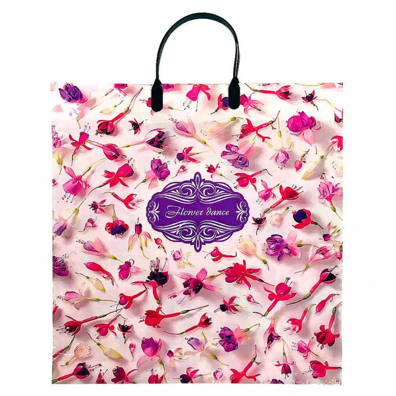 Пакет с пластмассовыми ручками 40*44см Танец цветов 10шт