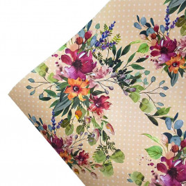 Бумага подарочная Весенняя акварель размер листа 70см*100см уп 10л