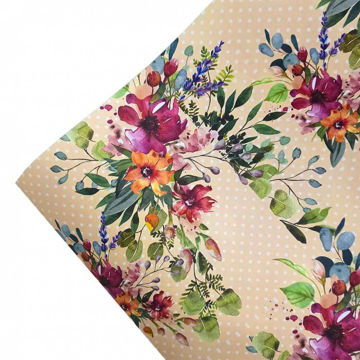 Бумага подарочная Весенняя акварель размер листа 70см*100см уп 10л