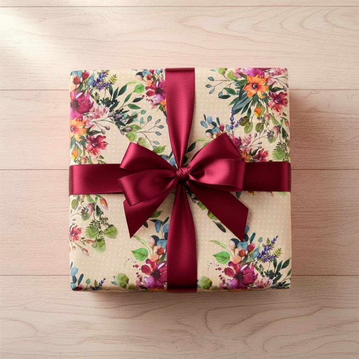 Бумага подарочная Весенняя акварель размер листа 70см*100см уп 10л