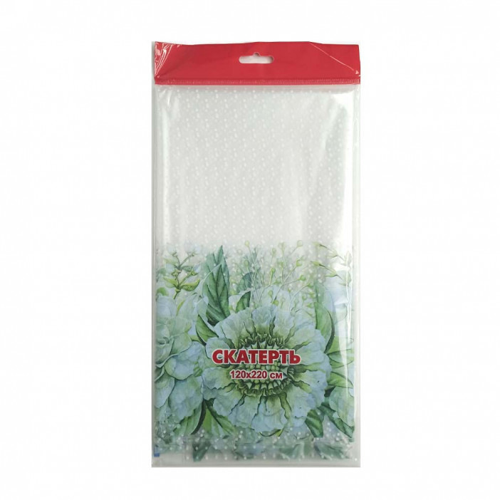 Скатерть одноразовая 120*220см Белые цветы