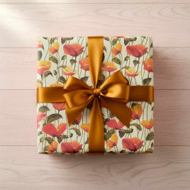 Бумага подарочная Маковое поле размер листа 70см*100см уп 10л