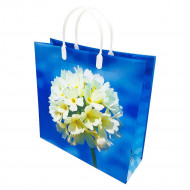 Пакет сумка размер 30*30см &quot;Белый цветок на синем фоне&quot;