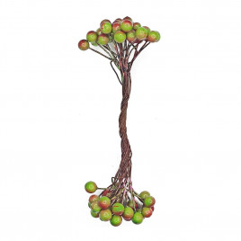 Ягоды на проволоке красно-зеленые размер D-1,5см