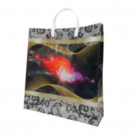 Сумка с пластмассовыми ручками многослойная Красное сияние 34*36см