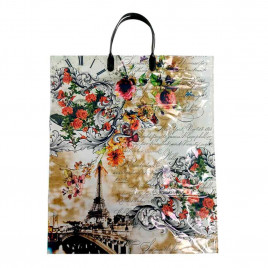 Пакет с пластмассовыми ручками 40*44см Эйфелева башня 10шт