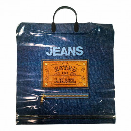 Пакет с пластмассовыми ручками 40*44см Джинс ретро 10шт