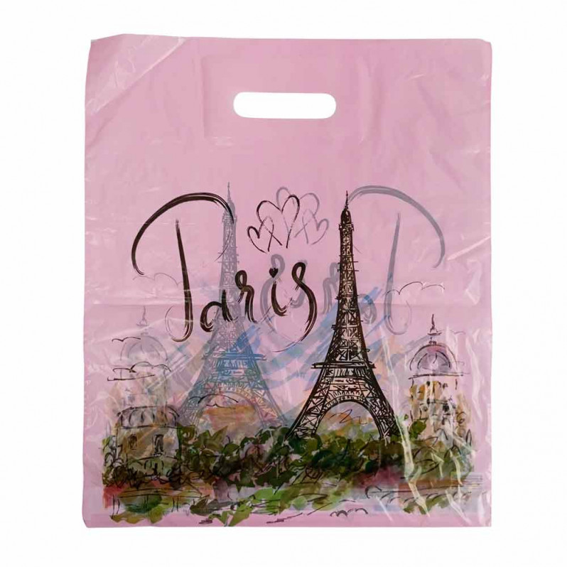 Пакет с вырубной ручкой Париж 40*50см 40мкм 50шт
