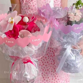 Пленка в рулоне Сердечный трепет светло-красная размер 58см*10м 50мкм