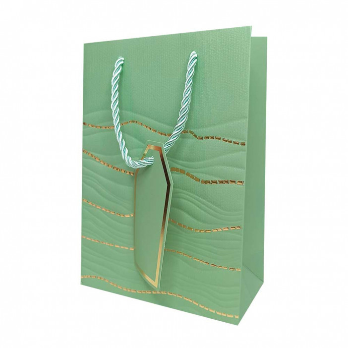 Пакет ЛЮКС Волна с золотым тиснением размер 14*20*7см