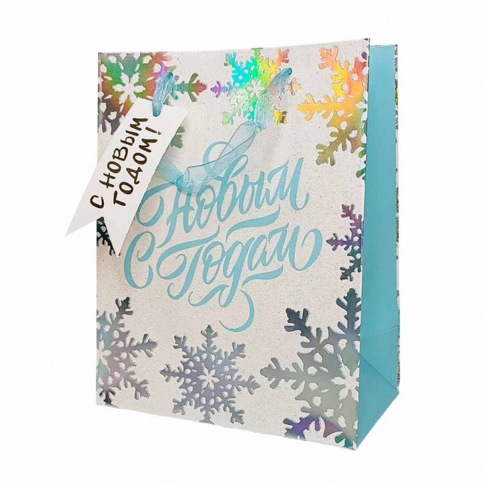 Пакет ЛЮКС НГ С новым годом с блестками размер 18*23*10см