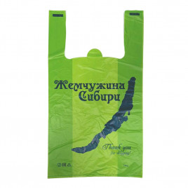 Пакет майка ПНД Жемчужина 30*56см 35мкм зеленое яблоко 100шт