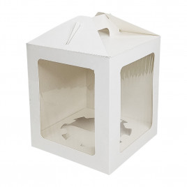 Коробка для кулича с окном белая размер 180*180*220мм