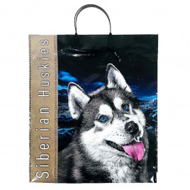 Пакет с пластмассовыми ручками 40*44см Хаски 10шт