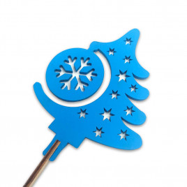 Топпер НГ Елка с шаром голубая h-35см