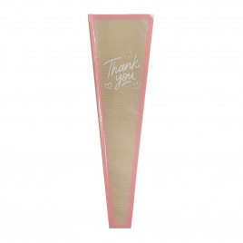 Конус крафт на 1 цветок Thank you розовый размер 12,5*4*45см уп 30шт