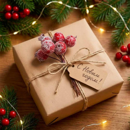 Ягоды красные заснеженные D-2см Н-15см 6шт