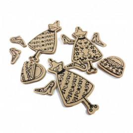 Наклейки крафт ретро Платья Сумочки размер 16*12*0,2см