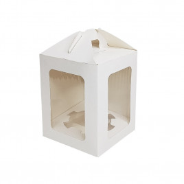 Коробка для кулича с окном белая размер 120*120*160мм