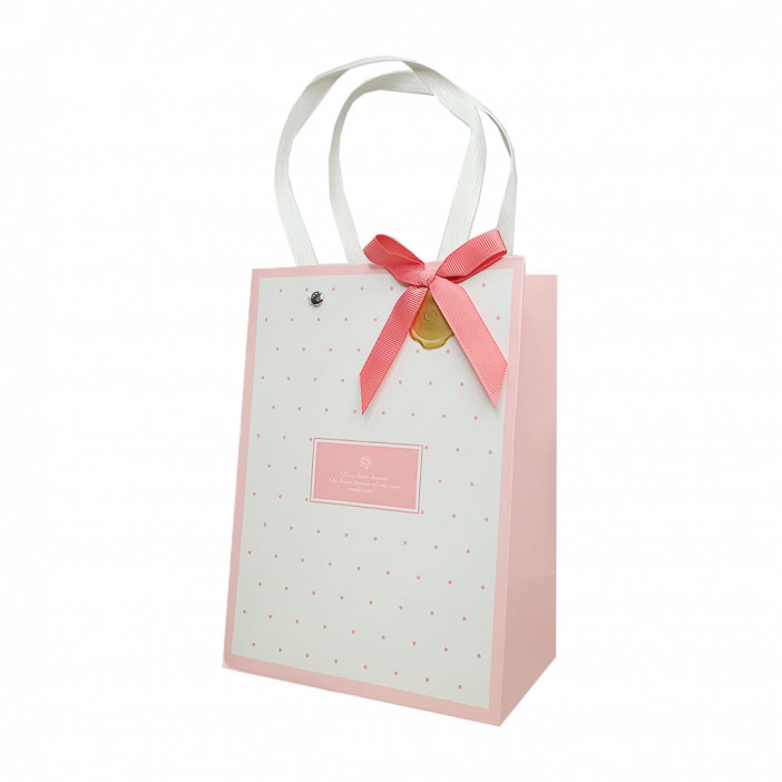 Пакет ЛЮКС Горошек с бантиком размер 16*22*10,5см