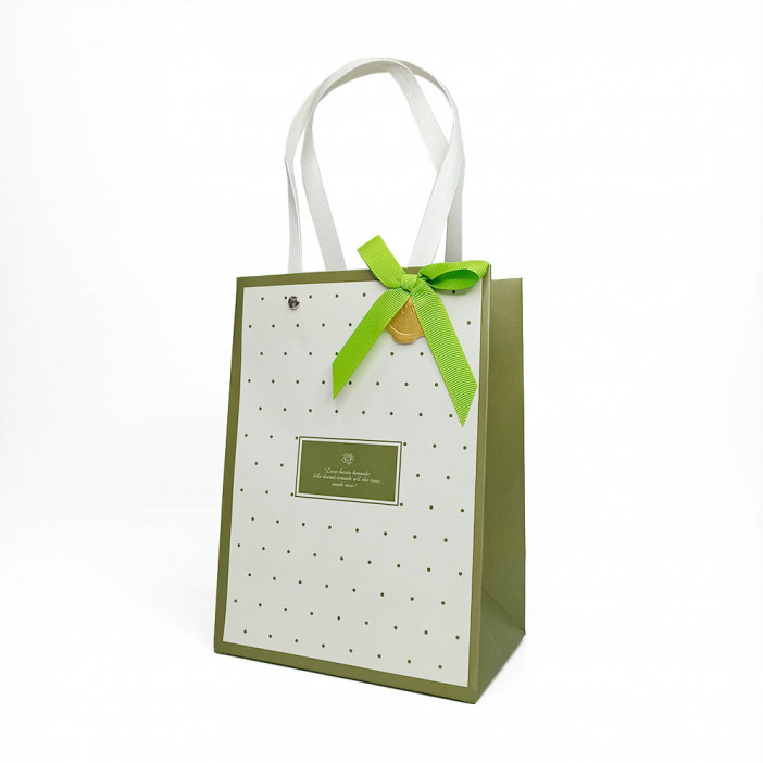 Пакет ЛЮКС Горошек с бантиком размер 16*22*10,5см