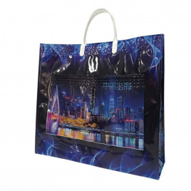 Сумка с пластмассовыми ручками многослойный с карманами Шанхай 37*34см