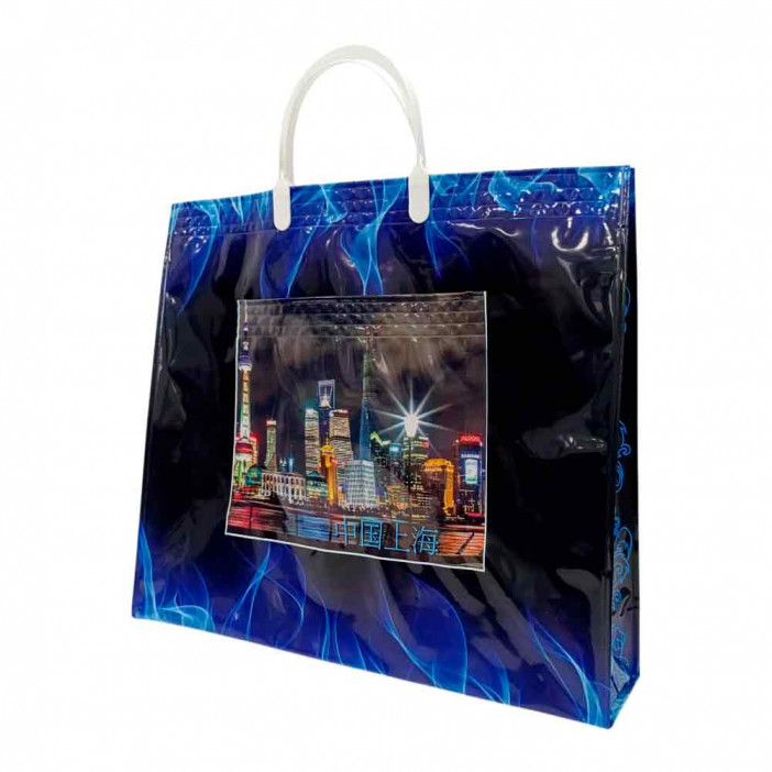 Сумка с пластмассовыми ручками многослойный с карманами Шанхай 37*34см