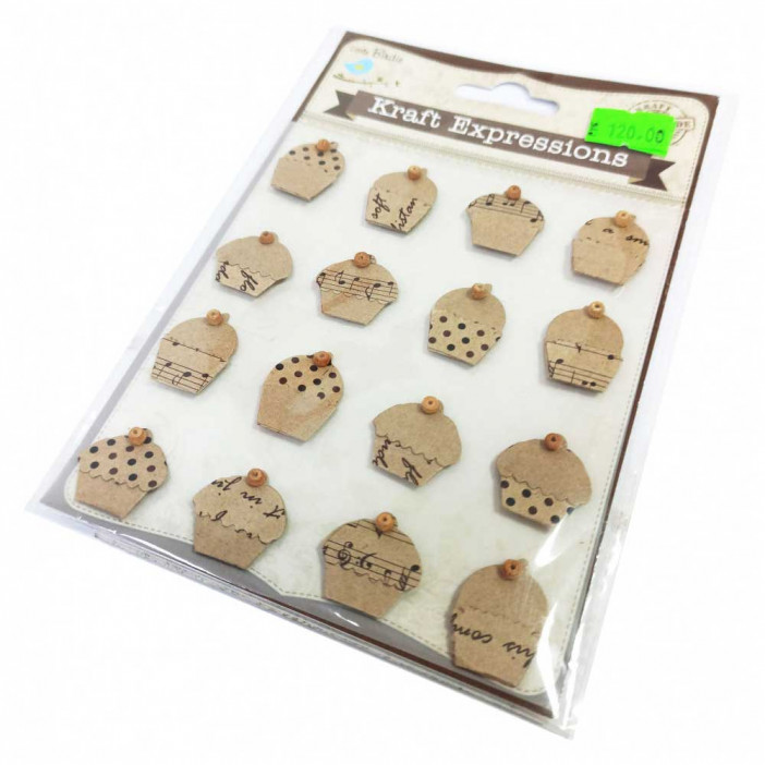 Наклейки крафт ретро Капкейки 16 шт размер 16*12*0,2см