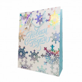 Пакет ЛЮКС НГ С новым годом с блестками размер 31*44*12см