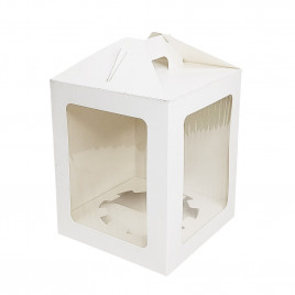 Коробка для кулича с окном белая размер 160*160*200мм
