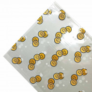 Пленка прозрачная Смайлики желтые  50мкм размер 58*58см
