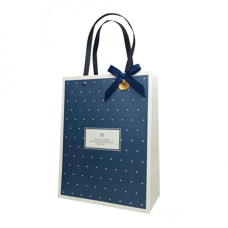 Пакет ЛЮКС Горошек с бантиком размер 24*32*13см