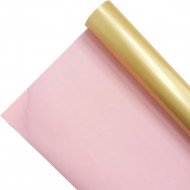 Пленка в рулоне матовая двухцветная золото розовый размер 58см*10м 65мкм