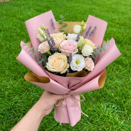 Пленка в рулоне матовая двухцветная золото розовый размер 58см*10м 65мкм