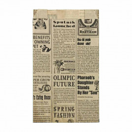 Пакет бумажный крафт Газета с плоским дном 40г/м2 размер 25*14*6см уп 10шт