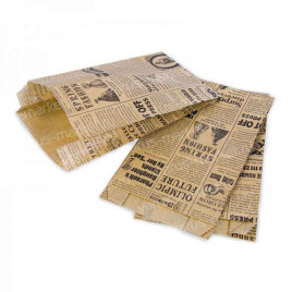 Пакет бумажный крафт Газета с плоским дном 40г/м2 размер 25*14*6см уп 10шт