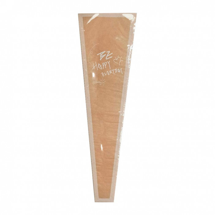 Конус крафт на 1 цветок Be happy everyday белый размер 12,5*4*45см уп 30шт