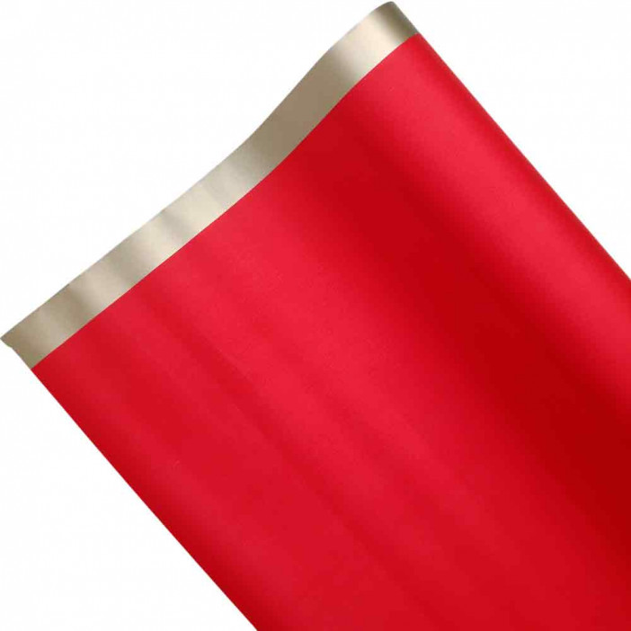 Пленка в рулоне матовая с кантом Фаворит красная размер 50см*10м 50мкм