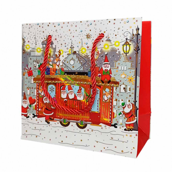 Пакет ЛЮКС НГ Новогодний мини с золотым тиснением размер 14*15*7см