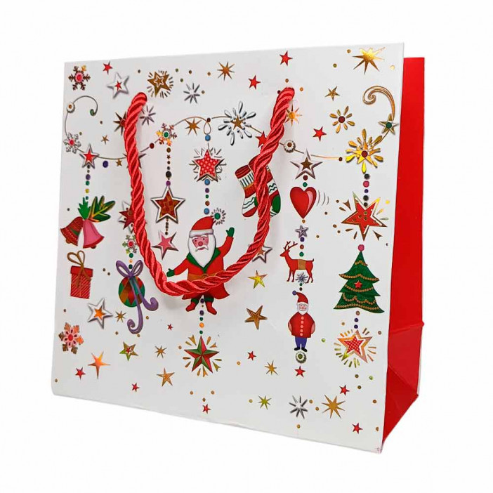 Пакет ЛЮКС НГ Новогодний мини с золотым тиснением размер 14*15*7см