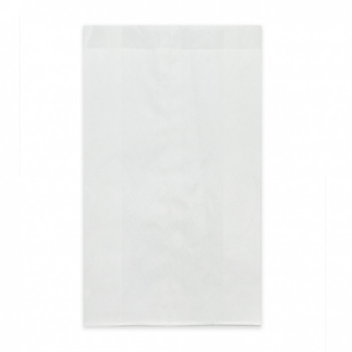 Пакет бумажный белый жиростойкий с плоским дном размер 25*14*6см уп 10шт