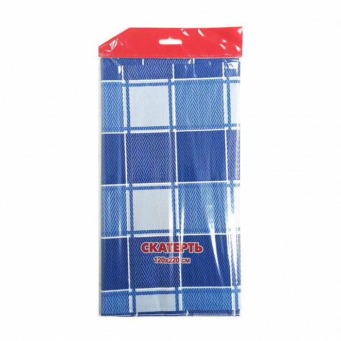 Скатерть одноразовая 120*220см Синяя клетка