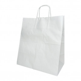 Пакет бумажный белый с крученой ручкой 80г/м2 размер 32*32*20см уп 10шт