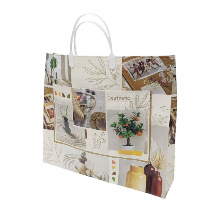 Сумка с пластмассовыми ручками многослойная с карманами Кутюр 37*34см