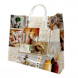 Сумка с пластмассовыми ручками многослойная с карманами Кутюр 37*34см