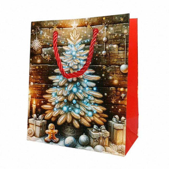 Пакет ЛЮКС НГ Новогодний микс с золотым тиснением размер 12*15*6см